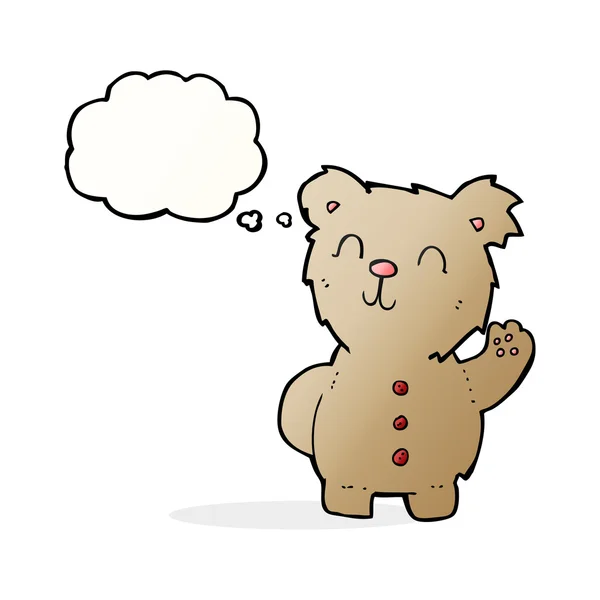 Cartoon teddy bear with thought bubble — Stock Vector