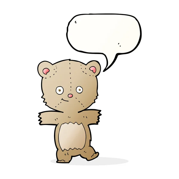 Cartoon funny teddy bear with speech bubble — Stock Vector