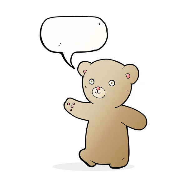 Cartone animato orsacchiotto con bolla discorso — Vettoriale Stock