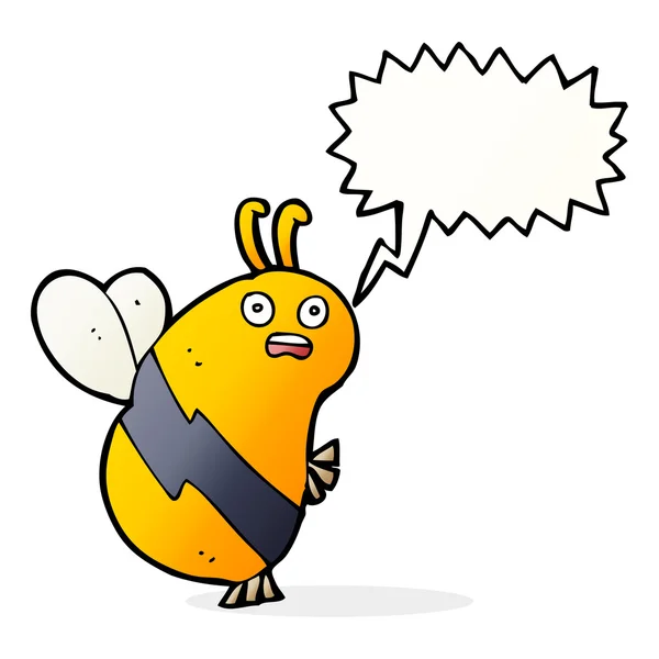 Funny cartoon bee with speech bubble — Stock Vector