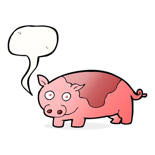 Cerdo de dibujos animados con burbuja de habla — Vector de stock