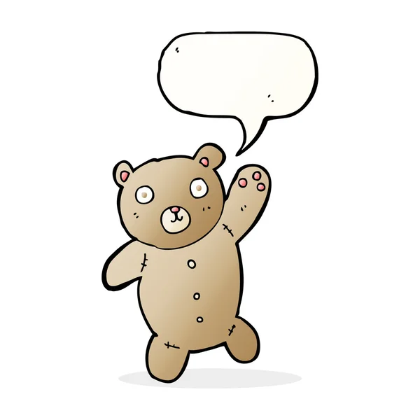 Desene animate drăguț ursuleț de pluș cu bulă de vorbire — Vector de stoc