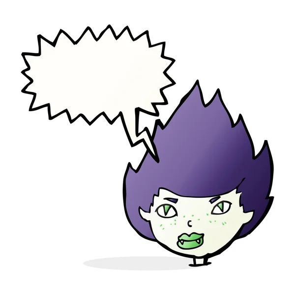 Cartoon vampire head with speech bubble — Stock Vector