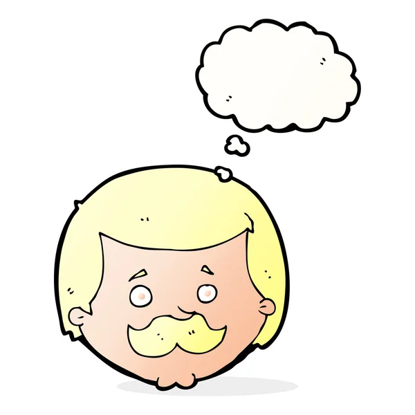 Cartoon man with mustache with thought bubble — Stock Vector