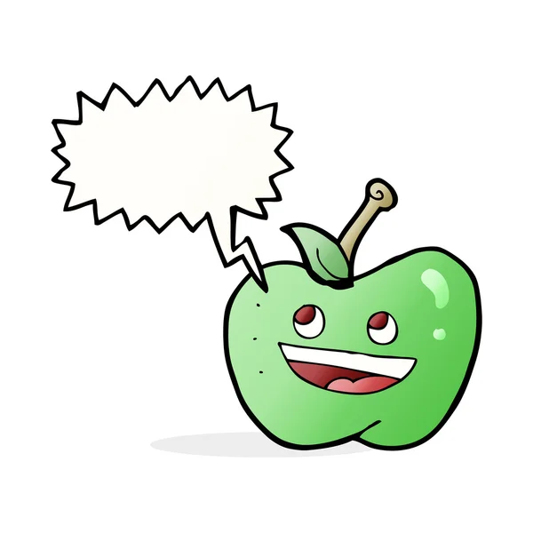 Caricature pomme avec bulle vocale — Image vectorielle
