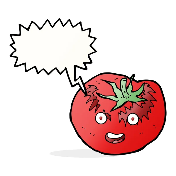 Cartoon tomato with speech bubble — Stock Vector