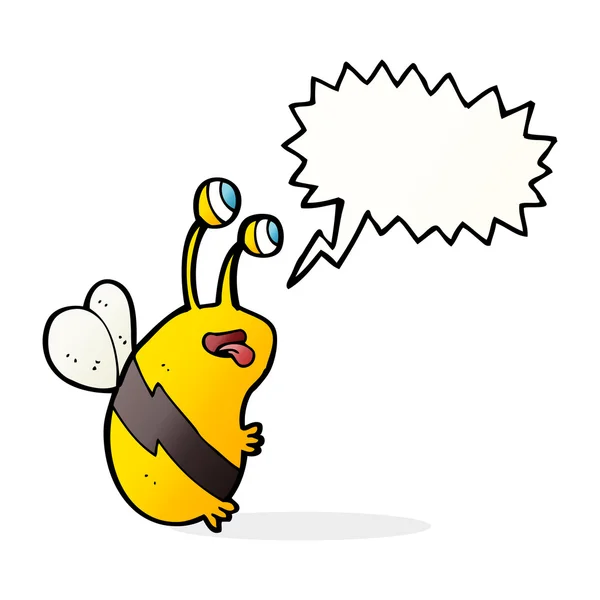 Мультяшная смешная пчела с речевым пузырем — стоковый вектор