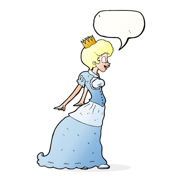 Konuşma balonlu karikatür prensesi — Stok Vektör
