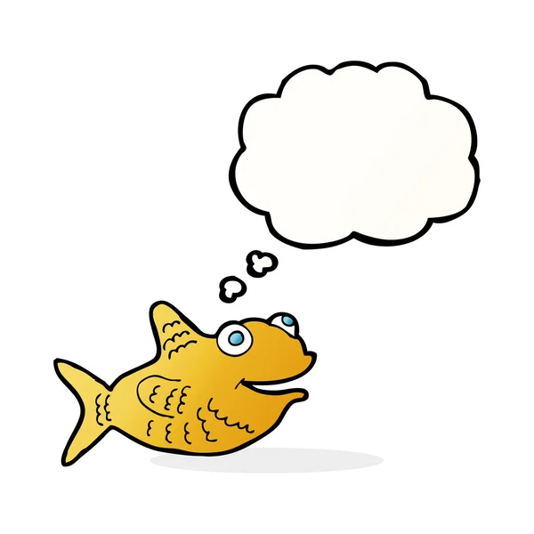 Κινούμενα σχέδια χαρούμενο ψάρι με φούσκα σκέψης — Διανυσματικό Αρχείο