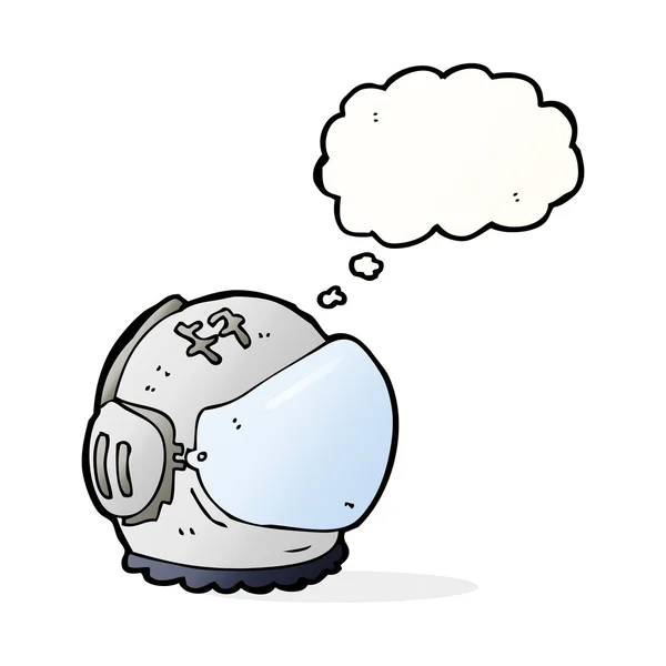 Cartoon astronaut helm met gedachte zeepbel — Stockvector