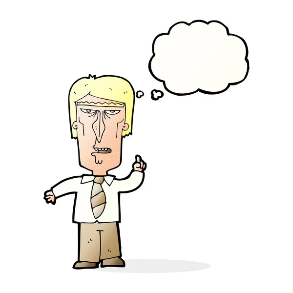 Cartoon chagrijnige baas met gedachte zeepbel — Stockvector