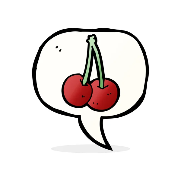 Cerezas de dibujos animados con burbuja de habla — Vector de stock