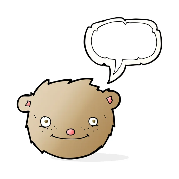 Cartone animato orsacchiotto testa con bolla discorso — Vettoriale Stock