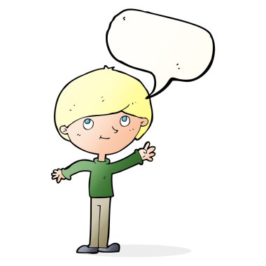 çizgi film mutlu çocuk konuşma balonu ile