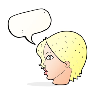 çizgi film kadın yüzü konuşma balonu ile bakıyor