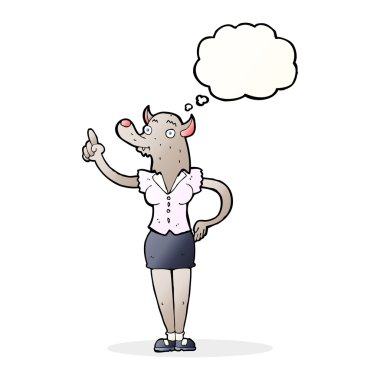 Düşünce baloncuğu fikri olan kurtadam kadın.