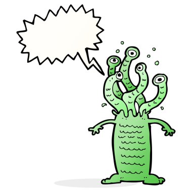 Konuşma baloncuklu çizgi film canavarı