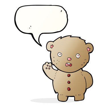 Konuşma baloncuklu mutsuz oyuncak ayı çizgi filmi