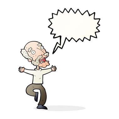 Çizgi film ihtiyarı konuşma baloncuğundan korkuyor.