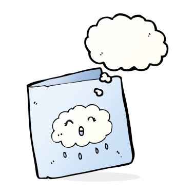 Düşünce baloncuklu bulut desenli çizgi film kartı