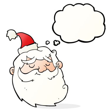 Düşünce baloncuğu ile çizilmiş Noel Baba yüzü