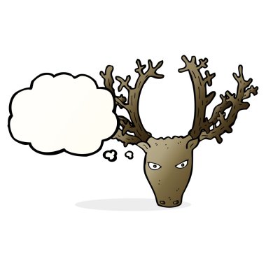 Düşünce baloncuklu karikatür geyiği kafası