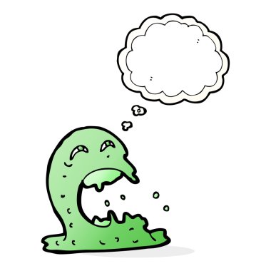 Düşünce baloncuklu iğrenç bir hayalet.