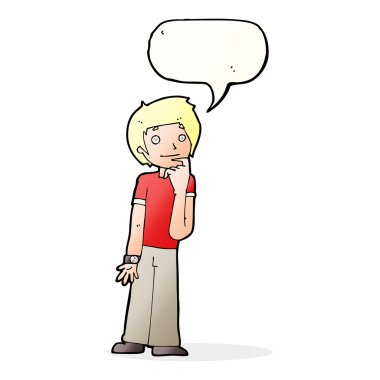 çizgi film çocuk konuşma balonu ile merak