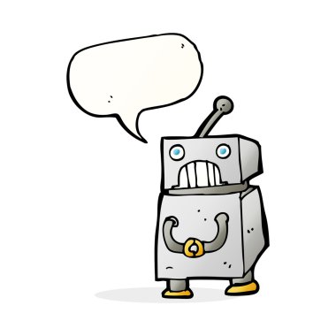 Konuşma baloncuklu çizgi film robotu