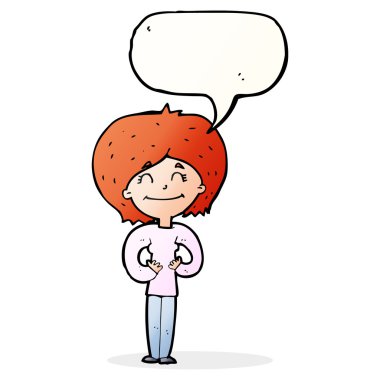 çizgi film mutlu kadın konuşma balonu ile