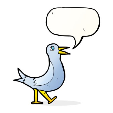 Konuşma baloncuklu yürüyen kuş.