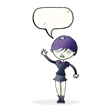 çizgi film vampir kızla konuşma balonu ile sallayarak