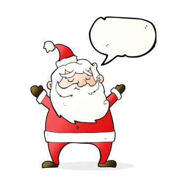 Konuşma balonlu neşeli Noel Baba çizgi filmi