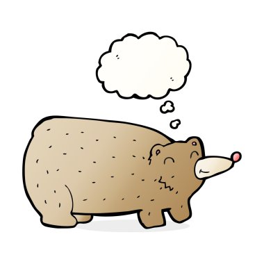 Düşünce baloncuklu komik çizgi film ayısı