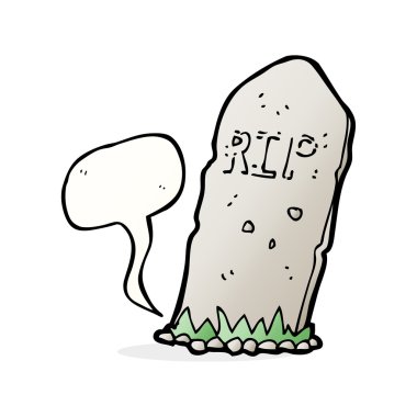 Konuşma baloncuklu ürkütücü karikatür mezarı