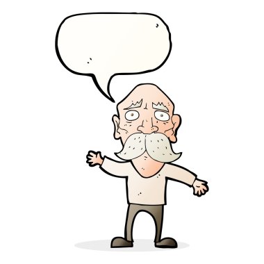 çizgi film endişeli yaşlı adam konuşma baloncuğu ile