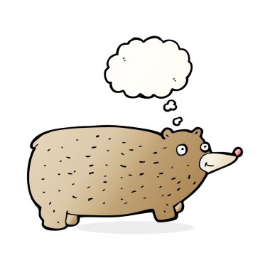 Düşünce baloncuklu komik çizgi film ayısı