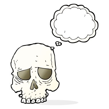 Düşünce baloncuklu ürkütücü kafatası