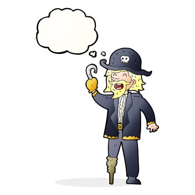 Düşünce baloncuklu korsan kaptan.