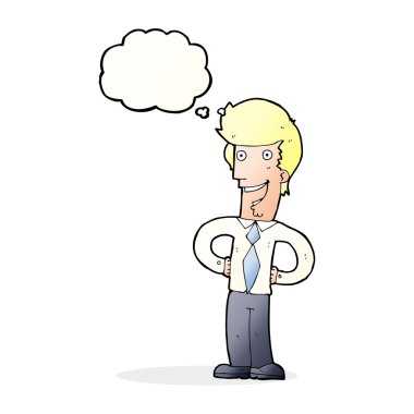 çizgi film mutlu adam düşünce baloncuğu ile