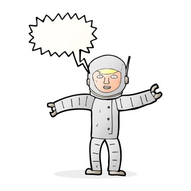 Konuşma baloncuğu olan çizgi film uzay adamı