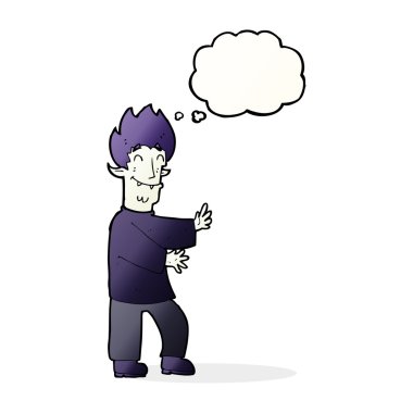 Düşünce baloncuğu ile heyecanlı vampir çizgi filmi