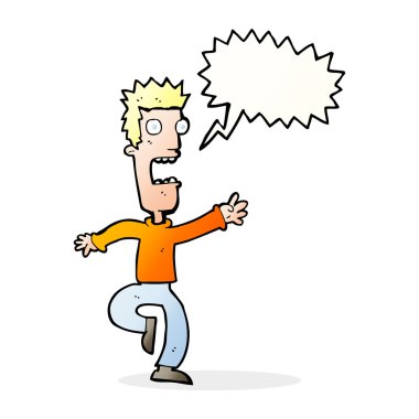 çizgi film çığlık atan adam konuşma baloncuğu ile