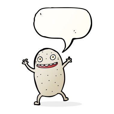 Konuşma baloncuklu mutlu patates çizgi filmi