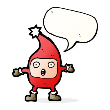 Konuşma balonu olan komik bir Noel yaratığı.