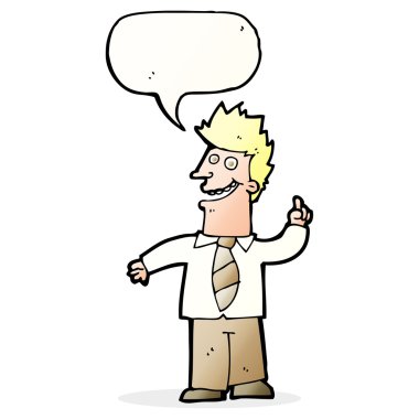 Konuşma baloncuğuyla iyi bir fikri olan çizgi film adamı.