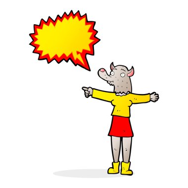 çizgi film işaret kurt adam kadınla konuşma balonu