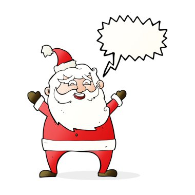 Konuşma balonlu neşeli Noel Baba çizgi filmi