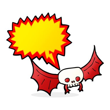 Konuşma baloncuklu ürkütücü kafatası.