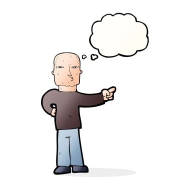 Düşünce baloncuğu olan bir adam.